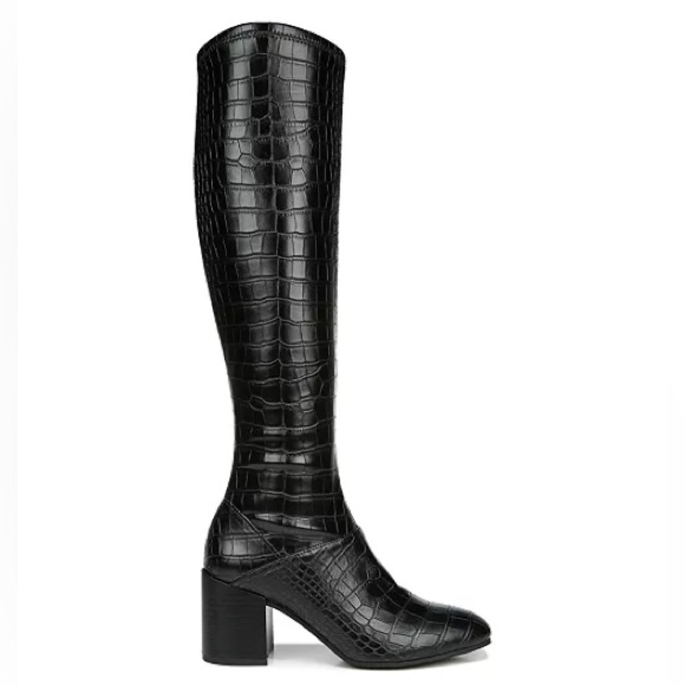 NEW! Franco Sarto Black Crocco Faux Leather Tribute High Shaft Boots - Size 11